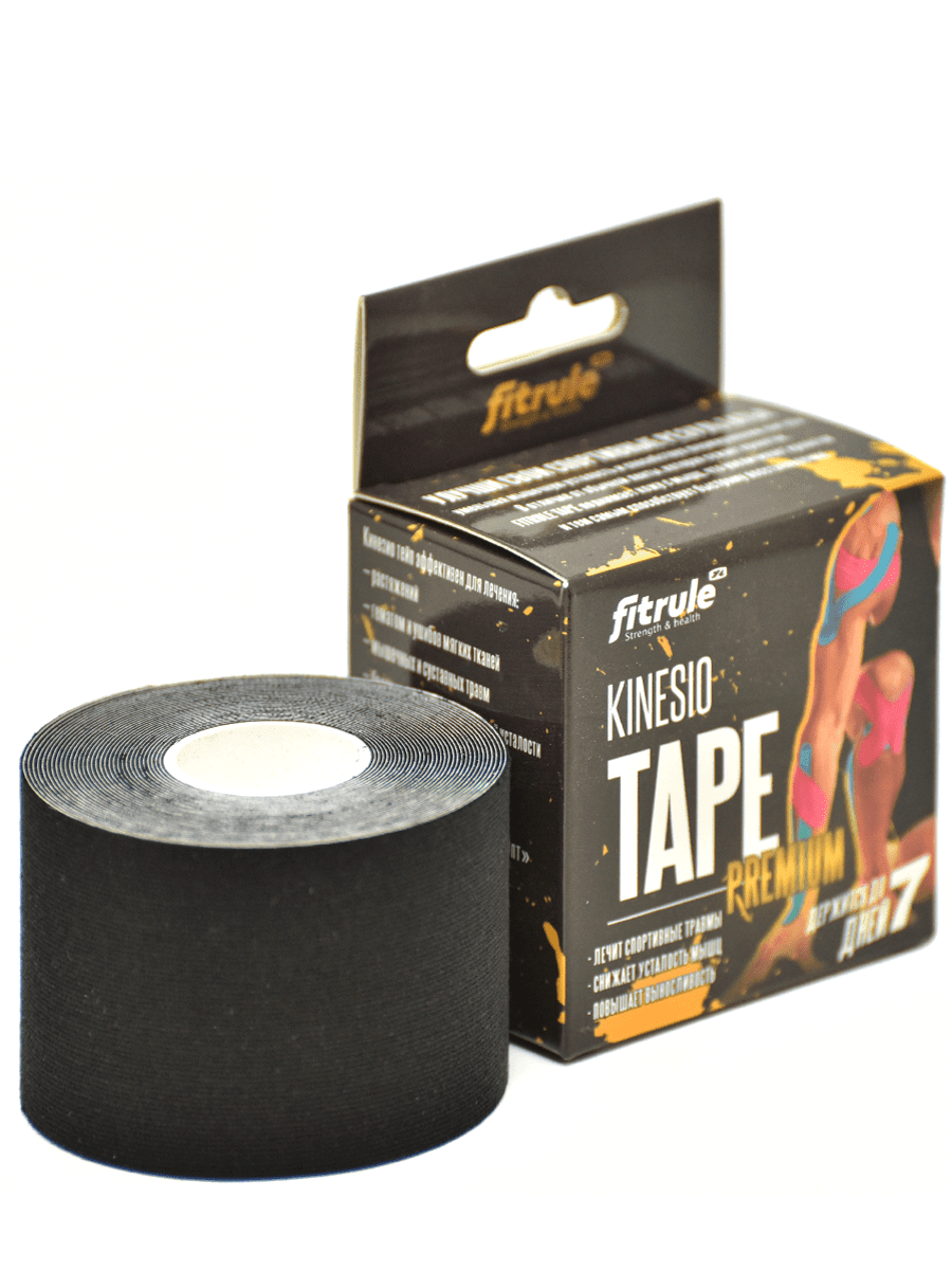 FitRule Кинезио Тейп Tape 5 cм х 5 м (Черный)