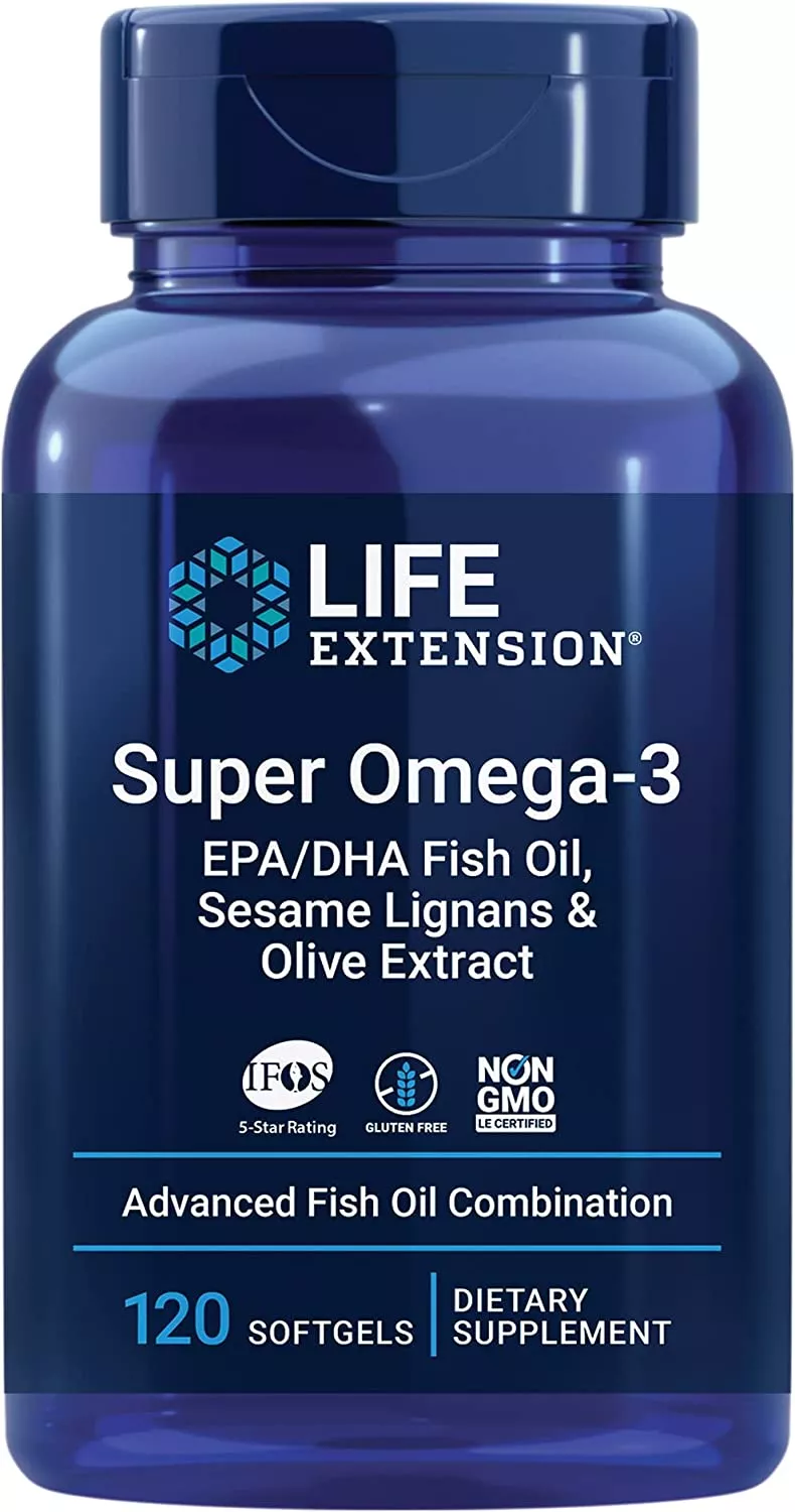 LIFE Extension Super Omega-3 EPA/DHA Fish Oil Sesame Lignans Olive Extract 120 sgels фото